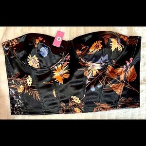 NWT Size Medium Kara Cham Floral Print Bustier